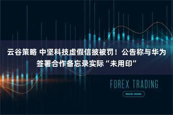 云谷策略 中坚科技虚假信披被罚！公告称与华为签署合作备忘录实际“未用印”