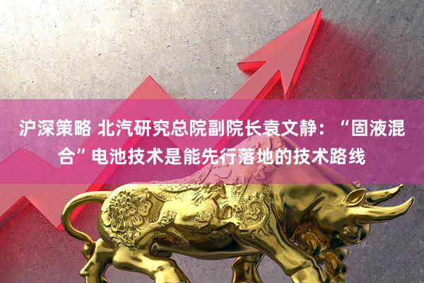 沪深策略 北汽研究总院副院长袁文静：“固液混合”电池技术是能先行落地的技术路线